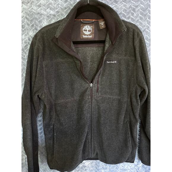 Timberland Fleece Jacket Charcoal Gray Full Zip Size S/P Outdoor Hiking Warm - Picture 1 of 7